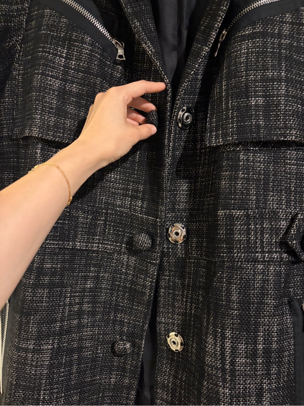 💕Marc Jacobs | Women’s Runway Tweed Lady Moto Long Coat with Zip Pockets | Sz 12 - Picture 5 of 10
